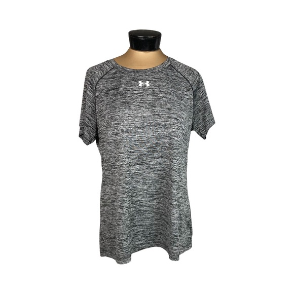 Under Armour Womens Twisted Tech Locker Tee In Space Dyed Black Size L - Picture 1 of 13
